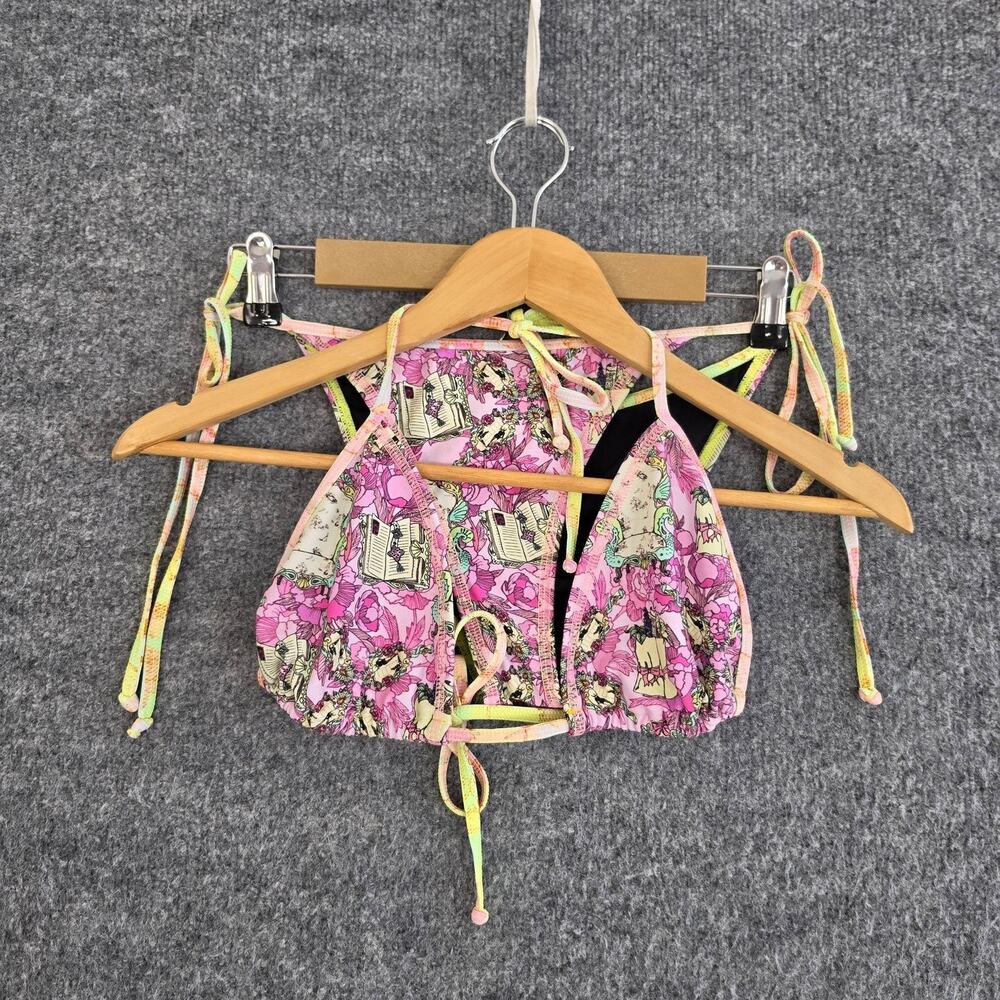 Agua Bendita Bikini Set Large Regalo Pink Floral Triangle Beach Resort Pool